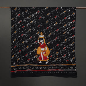 Black - Cotton Hand Batik Print Dupatta 38