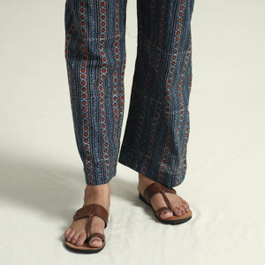 Blue - Block Print Cotton Flared Ajrakh Kurta with Palazzo Set