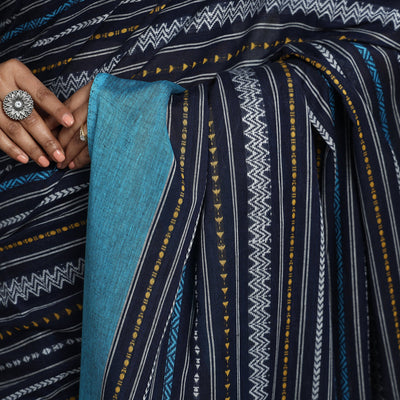 Blue - Begampuri Handloom Cotton Saree