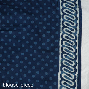 Blue - Bagru Dabu Block Printed Mul Cotton Saree