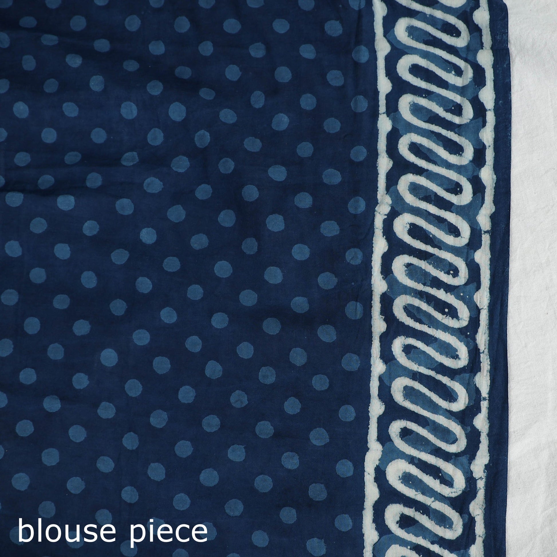 Blue - Bagru Dabu Block Printed Mul Cotton Saree