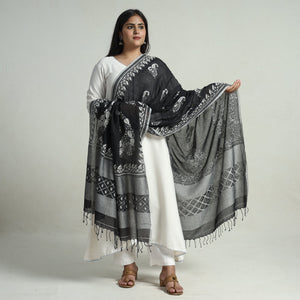 Black - Bengal Kantha Embroidery Cotton Handloom Dupatta 117
