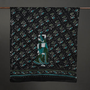 Black - Cotton Hand Batik Print Dupatta 33
