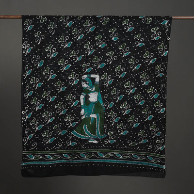 Black - Cotton Hand Batik Print Dupatta 33