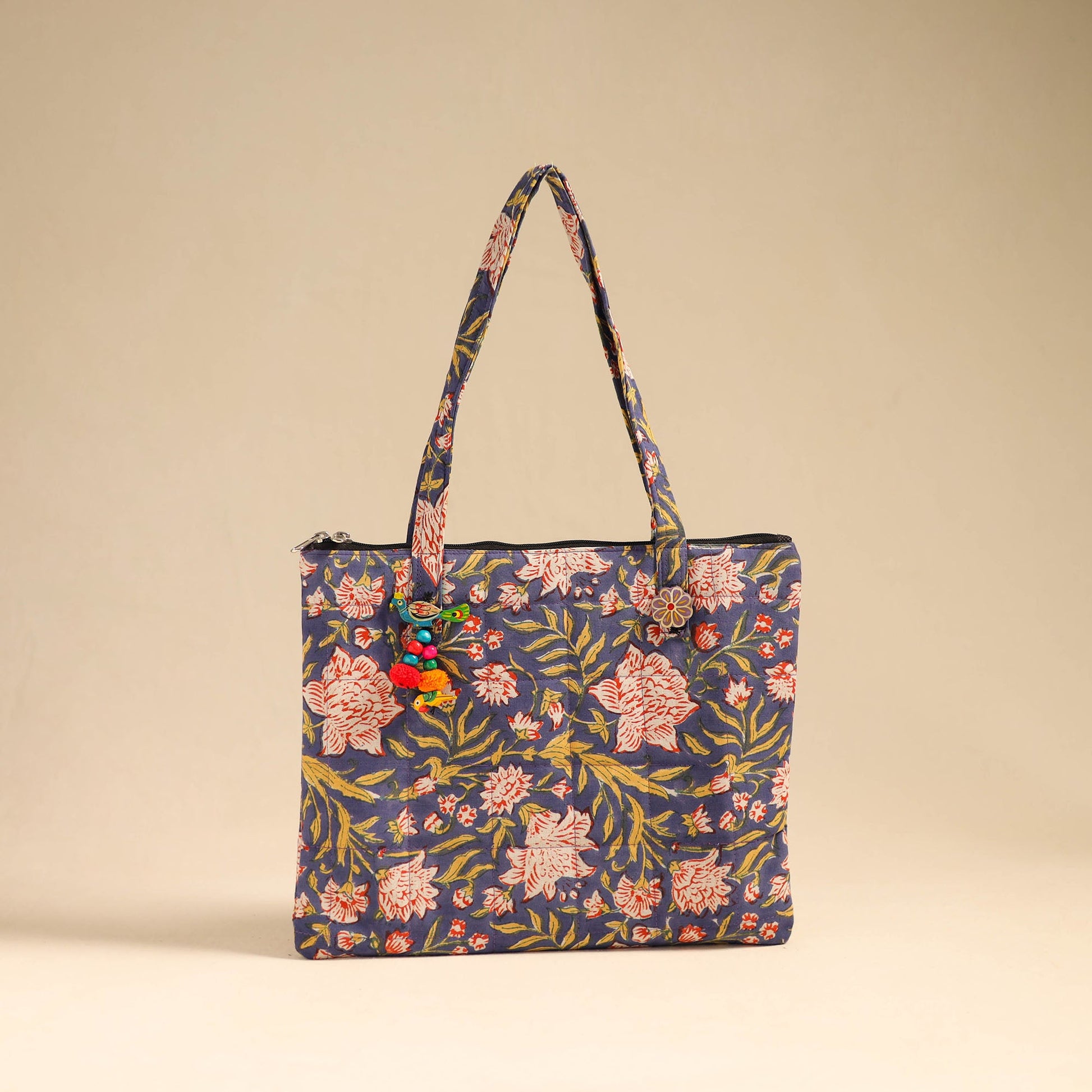 Blue - Handcrafted Quilted Cotton Handbag 07