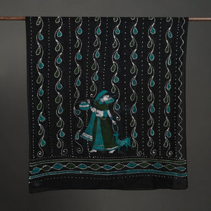 Black - Cotton Hand Batik Print Dupatta 30