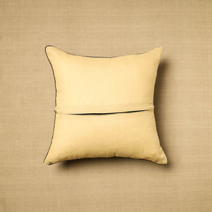 Beige - Block Print Cotton Kalamkari Cushion Cover (16 x 16 in) 11