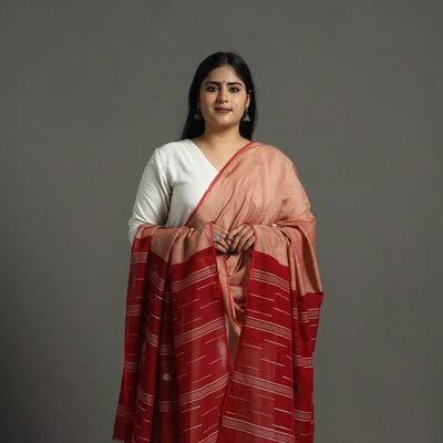 Brown - Handspun Handloom Cotton Jamdani Dupatta 33