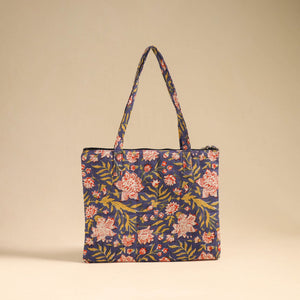Blue - Handcrafted Quilted Cotton Handbag 07