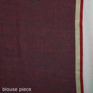 Brown - Handloom Cotton Phulia Jamdani Saree with Tassels