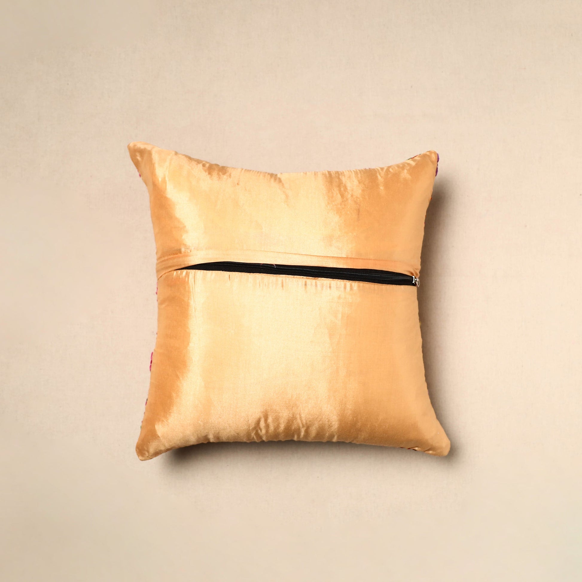Beige  - Chinon Phulkari Embroidered Cushion Cover 07