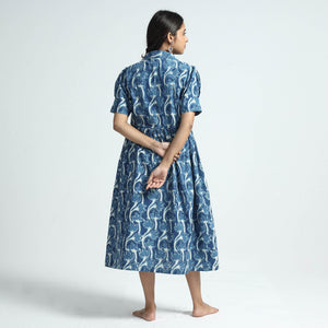 Blue - Bindaas Art Block Printed Cotton Dress