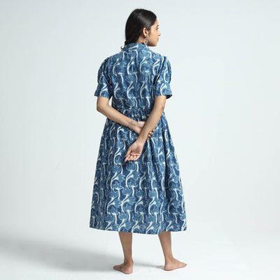 Blue - Bindaas Art Block Printed Cotton Dress