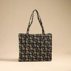 Black - Handcrafted Quilted Cotton Handbag 10
