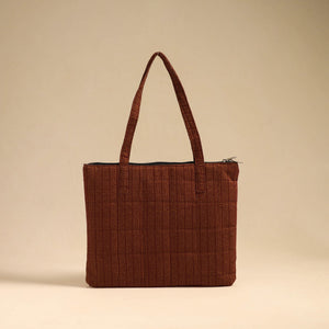 Brown - Handcrafted Quilted Cotton Handbag 11