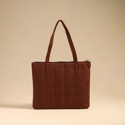 Brown - Handcrafted Quilted Cotton Handbag 11