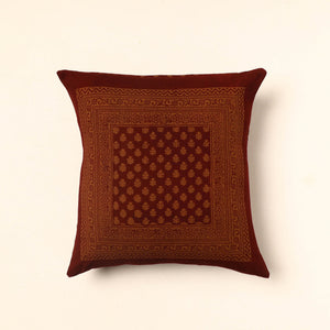 Brown - Bagh Block Printed Cotton Cushion Cover (16 x 16 in) 02
