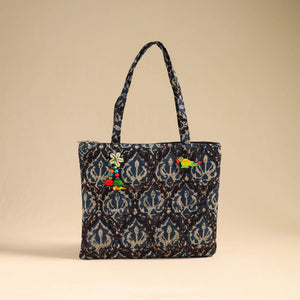 Blue - Handcrafted Quilted Cotton Handbag 12