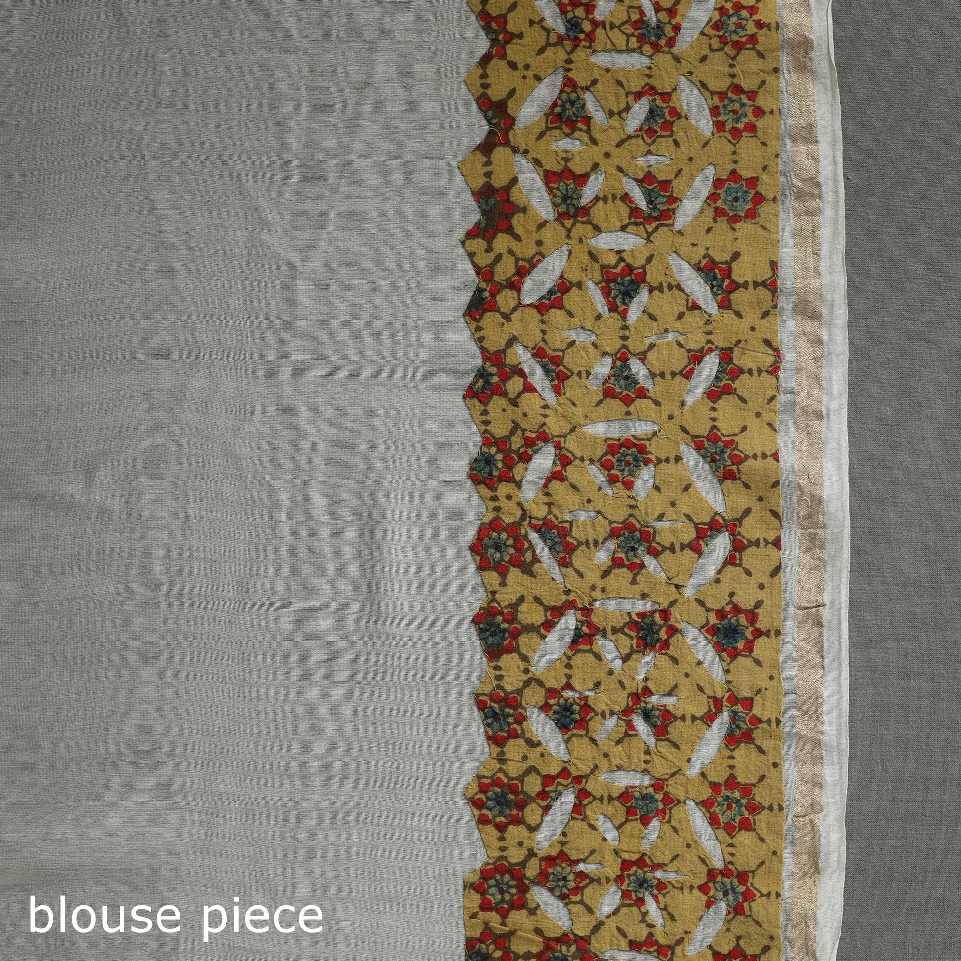 Brown - Barmer Applique Work Chanderi Silk Saree with Tassels
