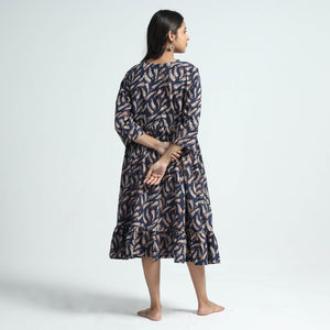 Blue - Bindaas Art Block Printed Cotton Dress