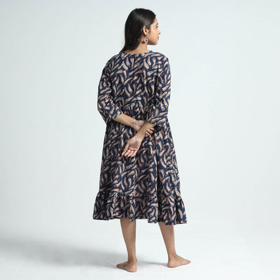Blue - Bindaas Art Block Printed Cotton Dress