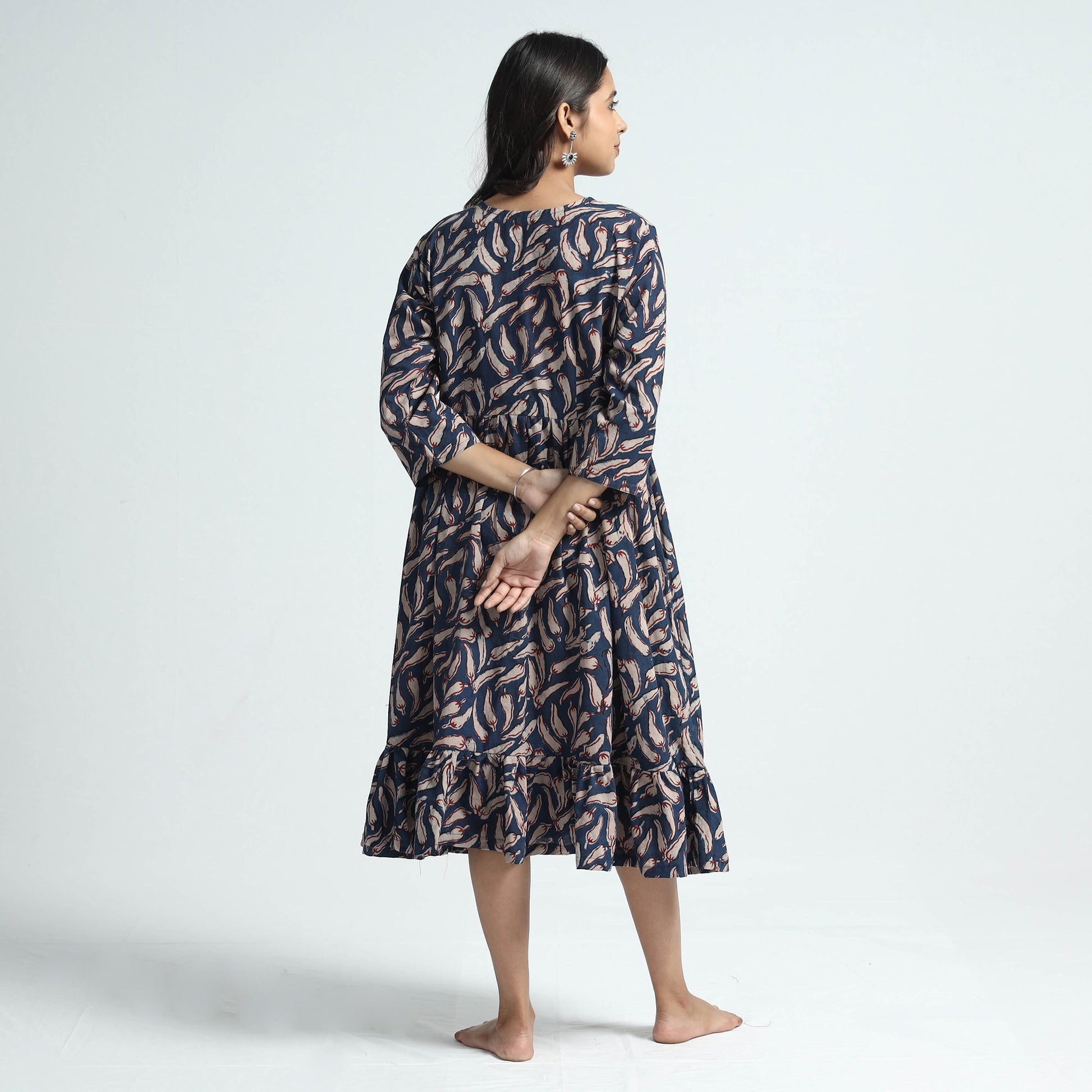 Blue - Bindaas Art Block Printed Cotton Dress