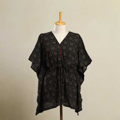 Black - Bagh Mosaic Fusion Cotton Kaftan (Short) 10