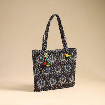 Blue - Handcrafted Quilted Cotton Handbag 12