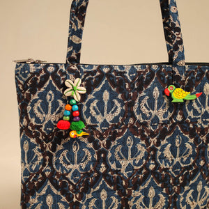 Blue - Handcrafted Quilted Cotton Handbag 12