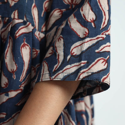 Blue - Bindaas Art Block Printed Cotton Dress