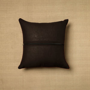 Black - Block Print Cotton Kalamkari Cushion Cover (16 x 16 in) 17