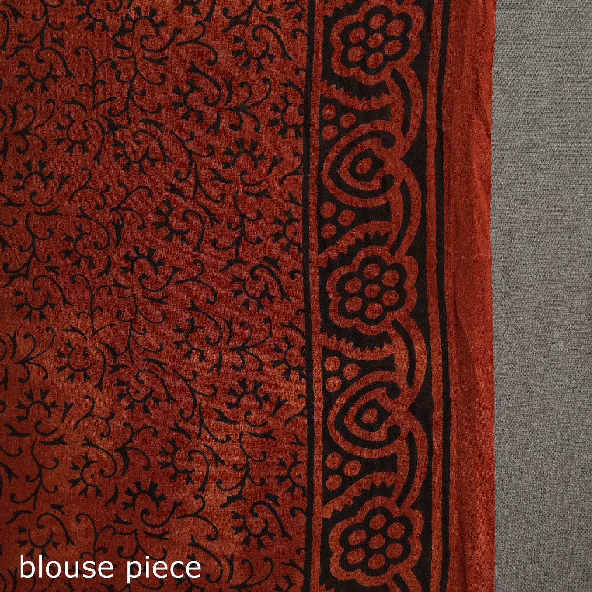 Brown - Bagru Ajrakh Block Printed Mul Cotton Saree