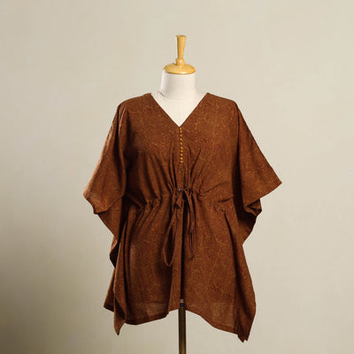 Brown - Bagh Mosaic Fusion Cotton Kaftan (Short) 12