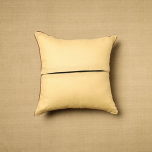 Beige - Block Print Cotton Kalamkari Cushion Cover (16 x 16 in) 19