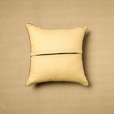 Beige - Block Print Cotton Kalamkari Cushion Cover (16 x 16 in) 19