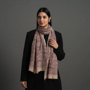 Brown - Block Print Pedana Kalamkari Wool Stole 26
