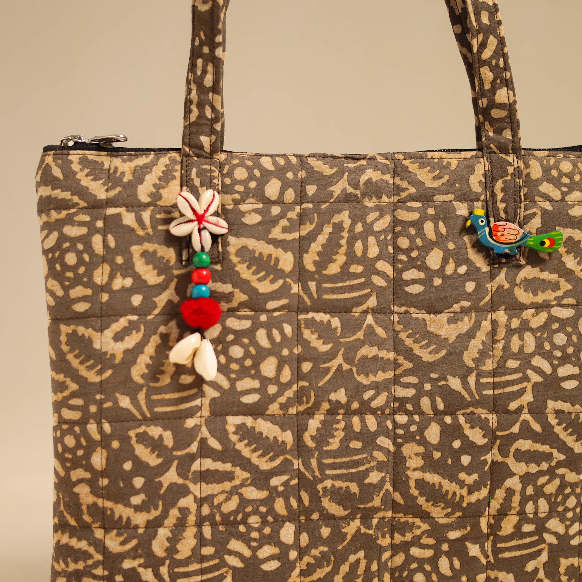 Brown - Handcrafted Quilted Cotton Handbag 14