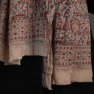 Brown - Block Print Pedana Kalamkari Wool Stole 26