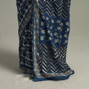 Blue - Bindaas Natural Dyed Art Block Printed Pure Cotton Saree