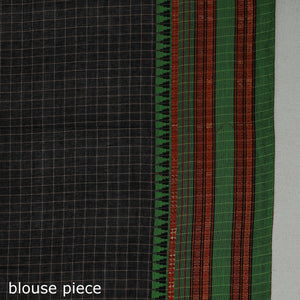 Black - Dharwad Cotton Saree with Zari Border