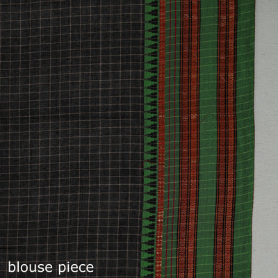 Black - Dharwad Cotton Saree with Zari Border