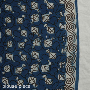 Blue - Bindaas Natural Dyed Art Block Printed Pure Cotton Saree