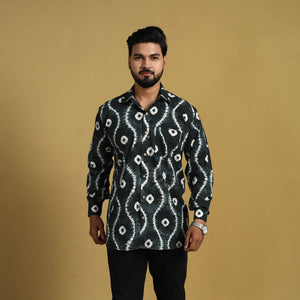Black - Full Sleeve Tie & Dye Cotton Men Shibori Shirt 02