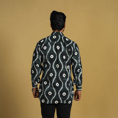 Black - Full Sleeve Tie & Dye Cotton Men Shibori Shirt 02
