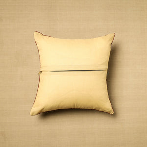 Beige - Block Print Cotton Kalamkari Cushion Cover (16 x 16 in) 22