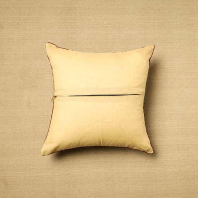 Beige - Block Print Cotton Kalamkari Cushion Cover (16 x 16 in) 22