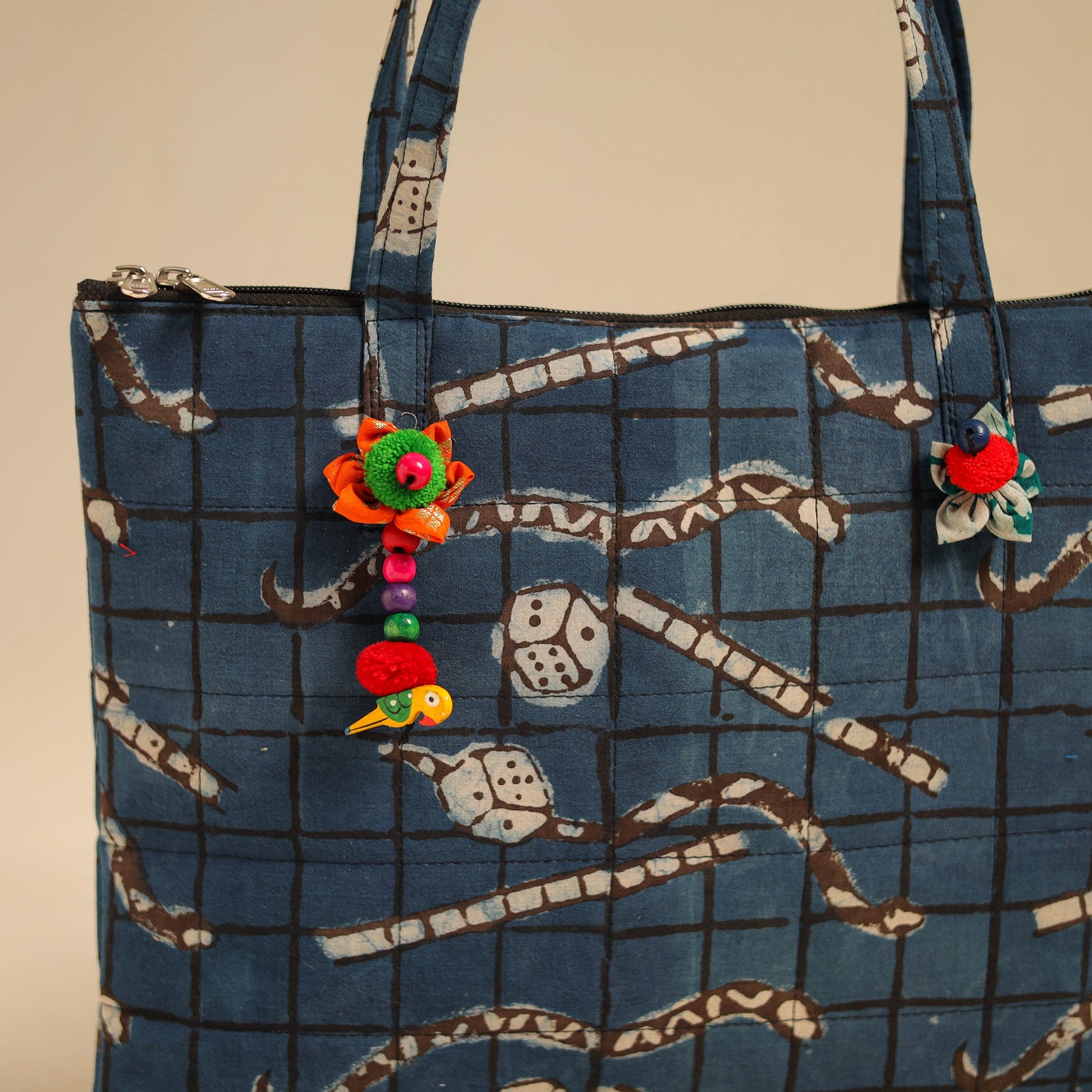 Blue - Handcrafted Quilted Cotton Handbag 17