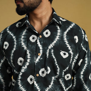 Black - Full Sleeve Tie & Dye Cotton Men Shibori Shirt 02