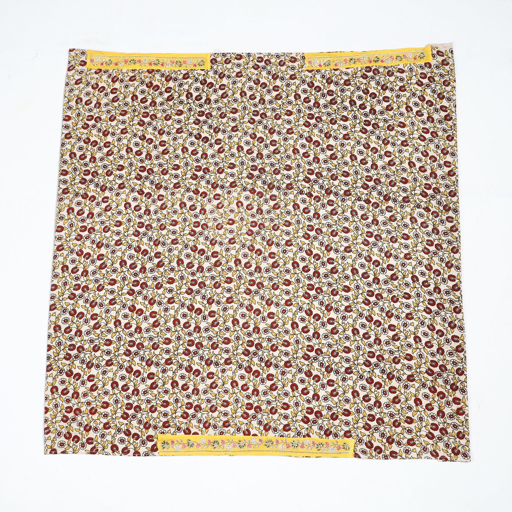 Beige - Zardozi Hand Embroidered Kalamkari Cotton Blouse Piece 20