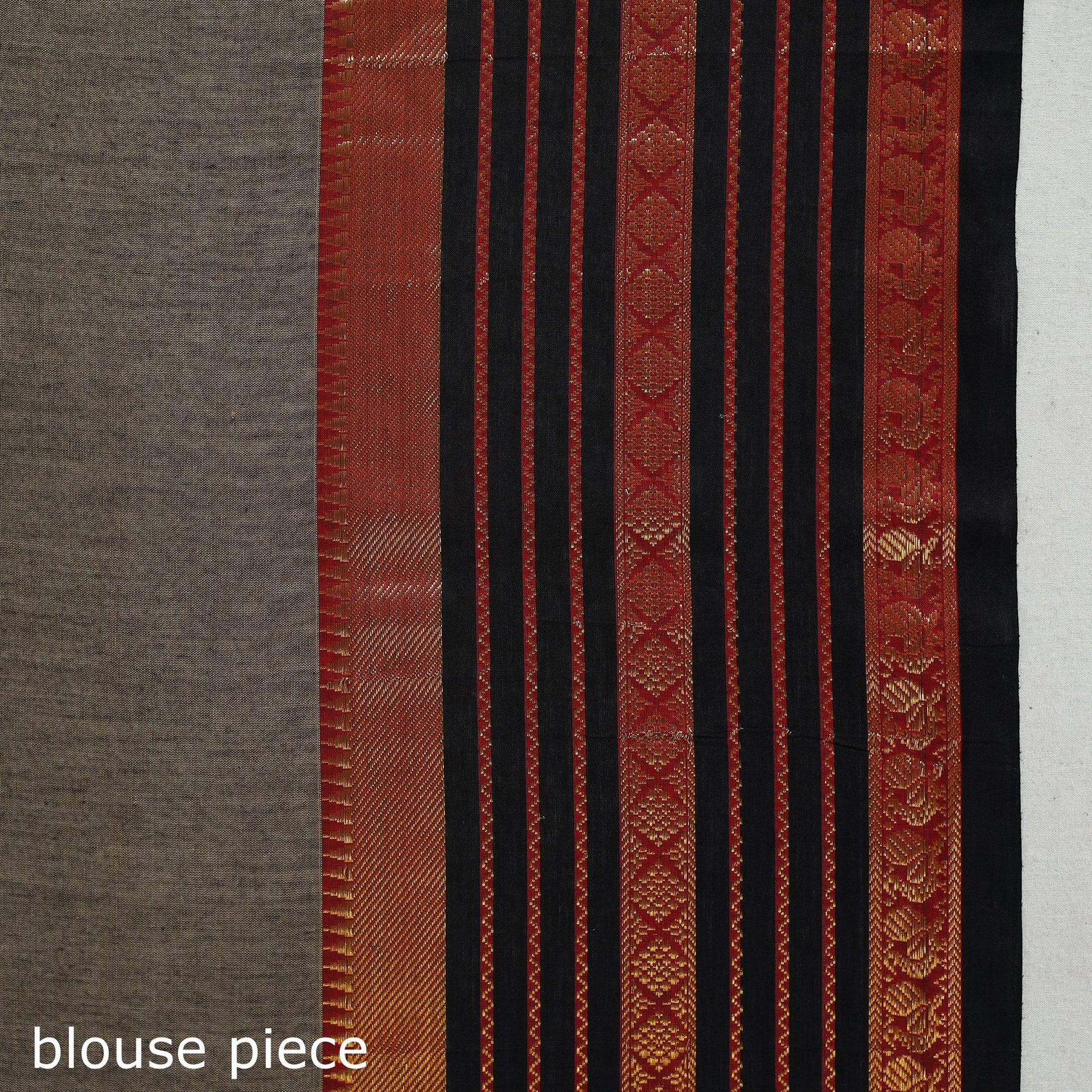 Brown - Dharwad Cotton Saree with Zari Border
